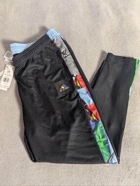 adidas Black Joggers with Multicolor Side Panel